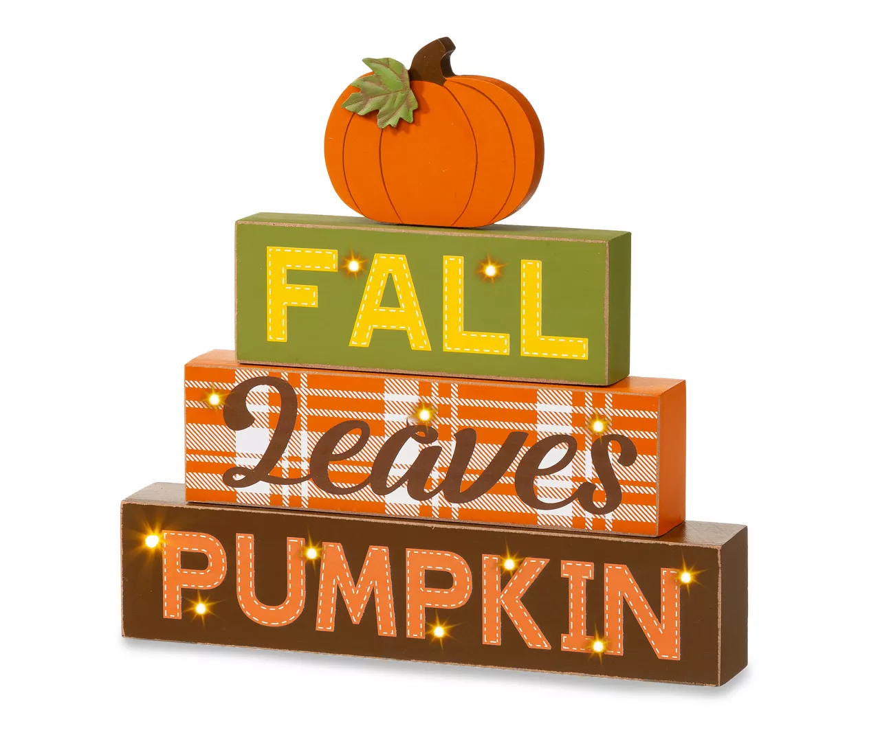 "Fall, Leaves, Pumpkin" Pumpkin & Letter Block LED Tabletop Decor 3 "Fall, Leaves, Pumpkin" Pumpkin & Letter Block LED Tabletop Decor