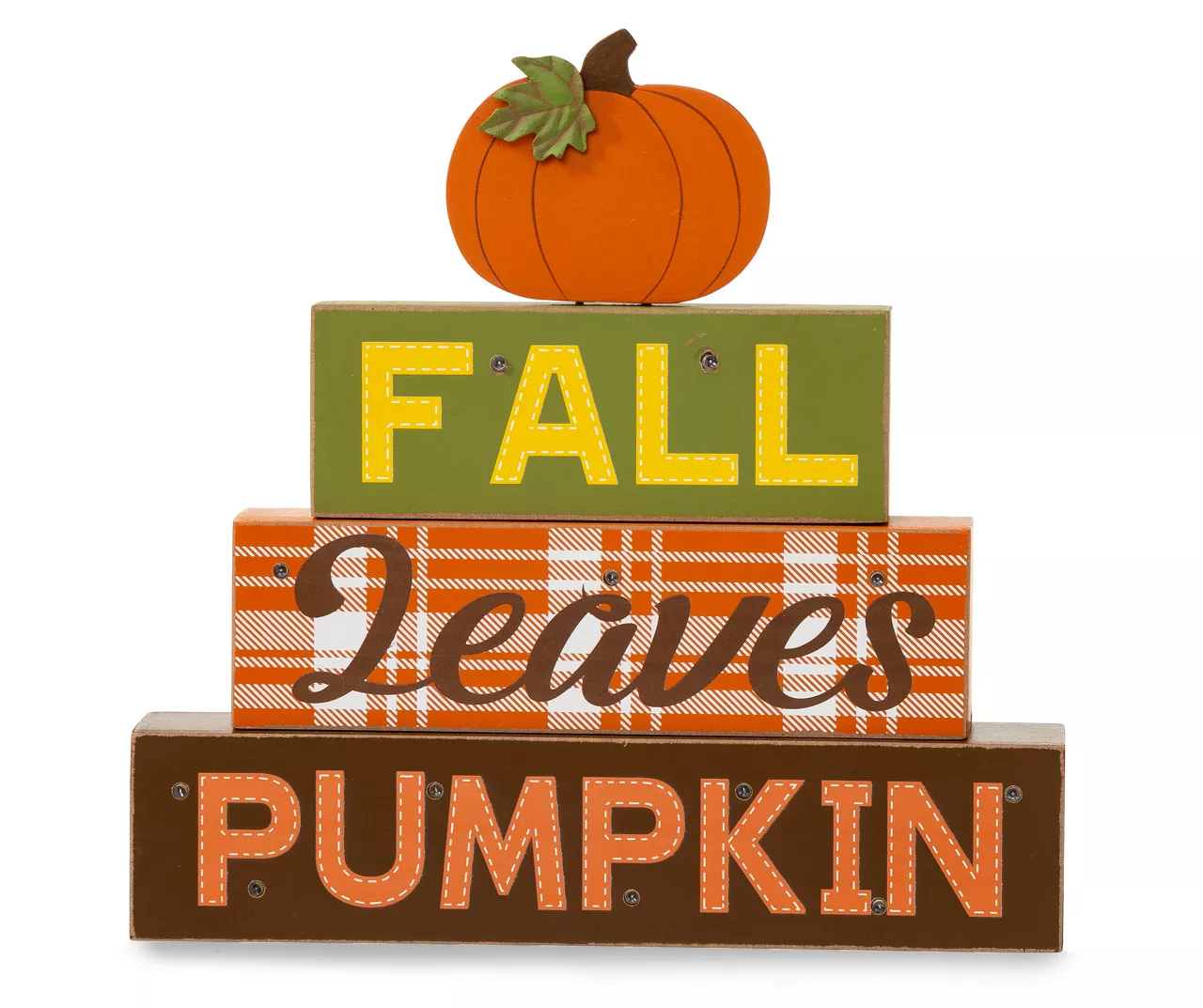 "Fall, Leaves, Pumpkin" Pumpkin & Letter Block LED Tabletop Decor 4 "Fall, Leaves, Pumpkin" Pumpkin & Letter Block LED Tabletop Decor - Image 2