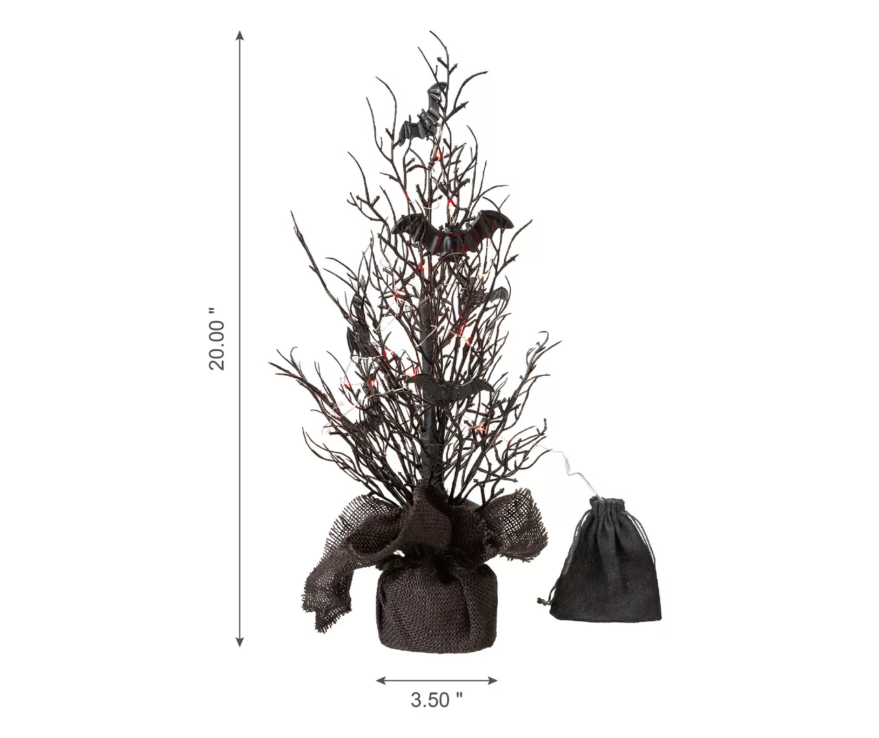 20" LED Bats Mini Halloween Tabletop Tree 8 20" LED Bats Mini Halloween Tabletop Tree - Image 6