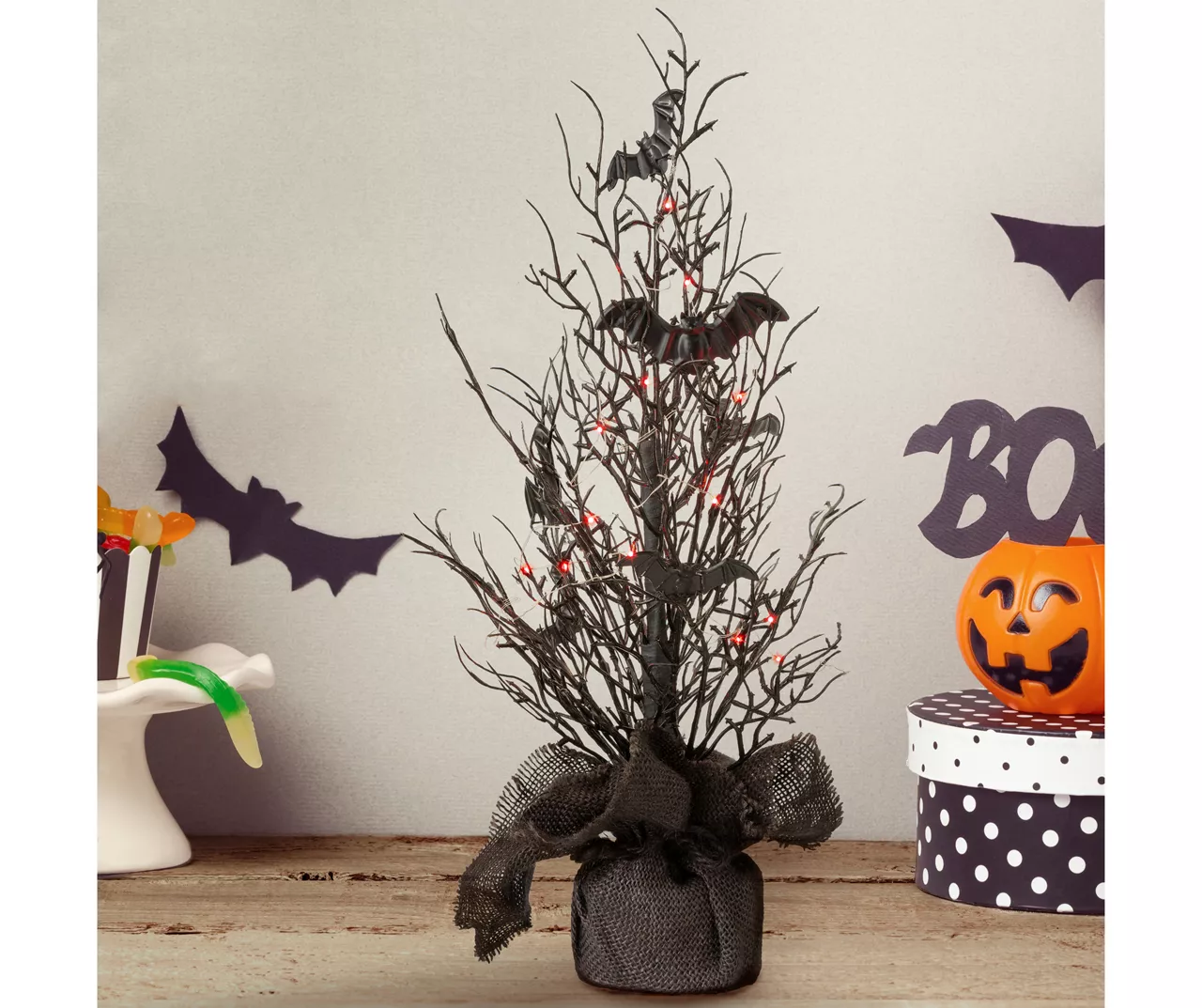 20" LED Bats Mini Halloween Tabletop Tree 9 20" LED Bats Mini Halloween Tabletop Tree - Image 7