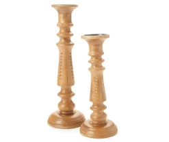 Light Brown Notch-Carved Pillar Candle Holder -Northlight Sales Store 810547959 810547960 1
