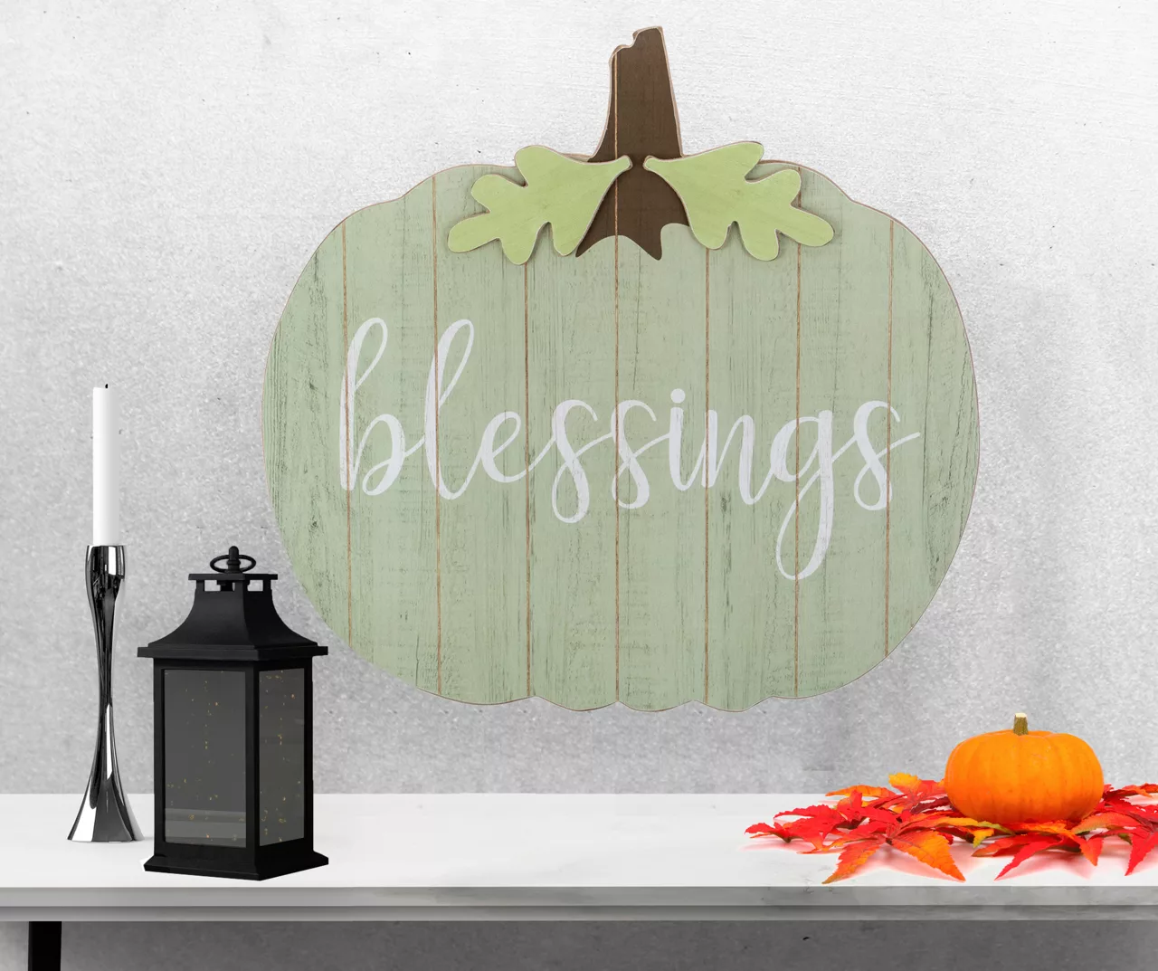 "Blessings" Green Pumpkin Hanging Wall Decor 4 "Blessings" Green Pumpkin Hanging Wall Decor - Image 2