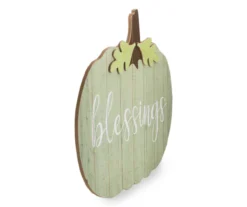 "Blessings" Green Pumpkin Hanging Wall Decor 10 "Blessings" Green Pumpkin Hanging Wall Decor -Northlight Sales Store 810548184 3