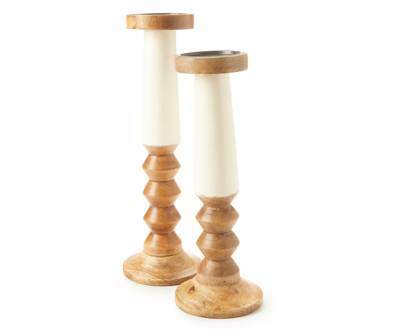 Brown & Beige 2-Tone Ripple-Pillar Candle Holder, (14") 4 Brown & Beige 2-Tone Ripple-Pillar Candle Holder, (14") - Image 2