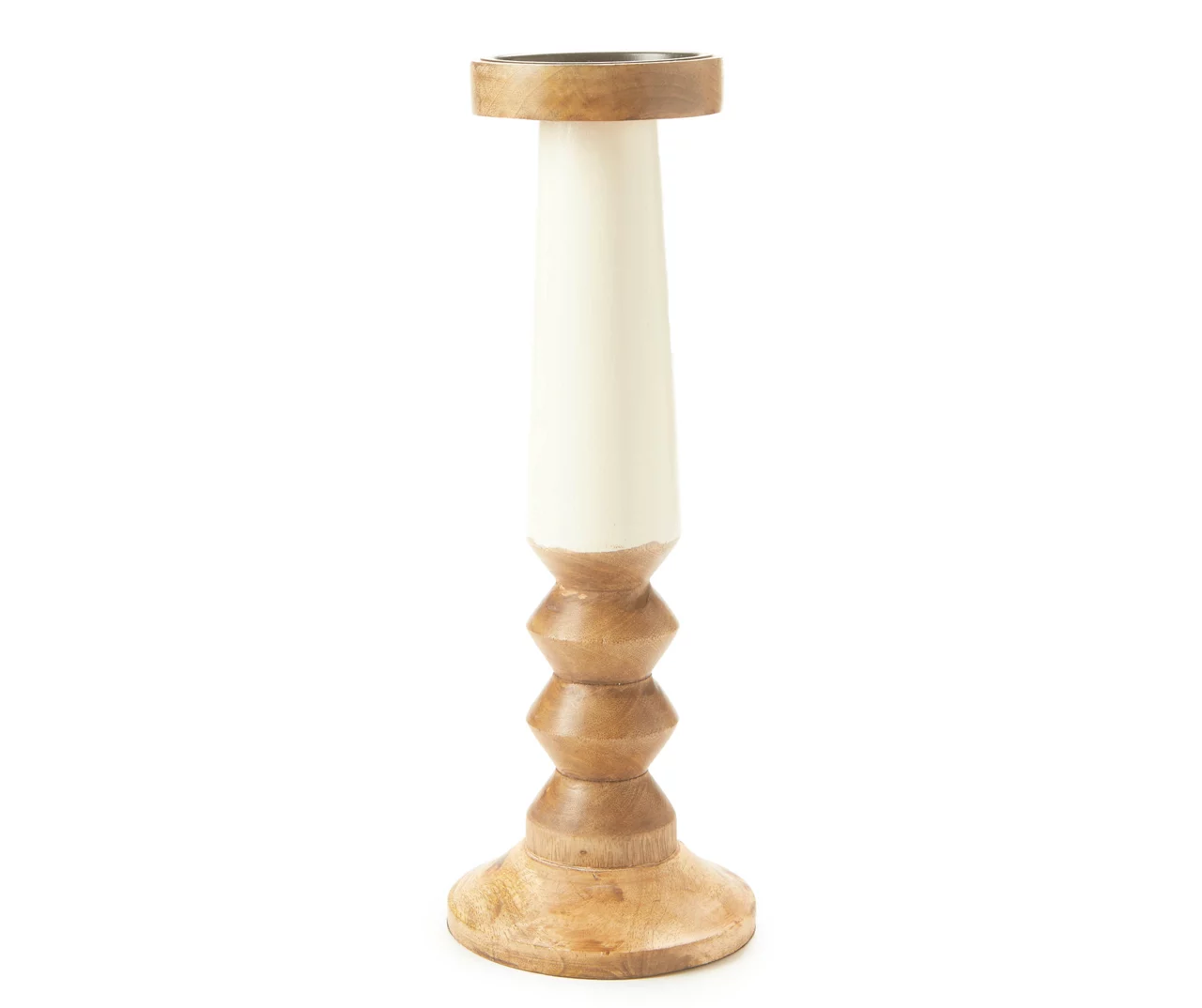 Brown & Beige 2-Tone Ripple-Pillar Candle Holder, (14") 3 Brown & Beige 2-Tone Ripple-Pillar Candle Holder, (14")