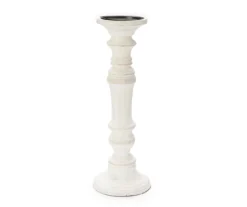 Whitewash Finial Pillar Candle Holder, (14")