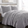 Emma Light Gray Faux Fur King 3-Piece Comforter Set