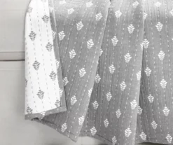 Kantha Gray & Off-White Leaf Row Jacquard Throw, (50" X 60") -Northlight Sales Store 810552840 21