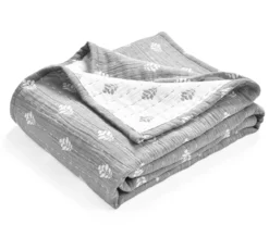 Kantha Gray & Off-White Leaf Row Jacquard Throw, (50" X 60") -Northlight Sales Store 810552840 3