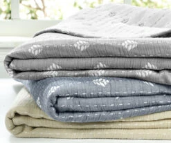Kantha Gray & Off-White Leaf Row Jacquard Throw, (50" X 60") -Northlight Sales Store 810552840 4