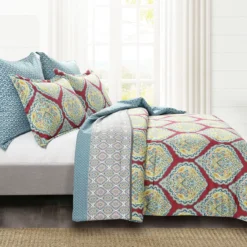 Harley Red & Blue Paisley Arabesque Full/Queen 5-Piece Comforter Set -Northlight Sales Store 810552871 11