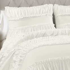 Nova White Ruffled King 3-Piece Comforter Set 10 Nova White Ruffled King 3-Piece Comforter Set -Northlight Sales Store 810552876 2