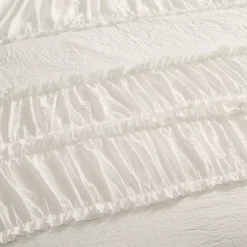 Nova White Ruffled King 3-Piece Comforter Set 11 Nova White Ruffled King 3-Piece Comforter Set -Northlight Sales Store 810552876 3