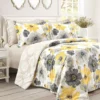 Leah White, Yellow & Gray Floral King 6-Piece Comforter Set 2 Leah White, Yellow & Gray Floral King 6-Piece Comforter Set -Northlight Sales Store 810552877
