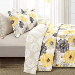 Leah White, Yellow & Gray Floral King 6-Piece Comforter Set -Northlight Sales Store 810552877 21