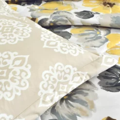 Leah White, Yellow & Gray Floral King 6-Piece Comforter Set -Northlight Sales Store 810552877 4