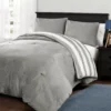 Gray Stripe Plush Full/Queen 3-Piece Comforter Set -Northlight Sales Store 810552878 1