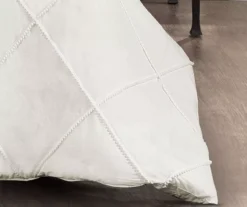 White Diamond Lattice Pom-Pom Full/Queen 3-Piece Comforter Set -Northlight Sales Store 810552879 3