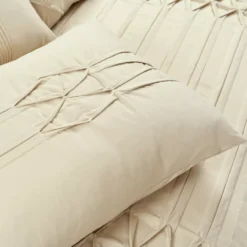Aurora Beige Pleated Pintuck King 5-Piece Comforter Set 12 Aurora Beige Pleated Pintuck King 5-Piece Comforter Set -Northlight Sales Store 810552889 3 1