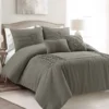 Aurora Dark Gray Pleated Pintuck King 5-Piece Comforter Set -Northlight Sales Store 810552892 1