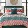 Turquoise & Red Bohemian Pattern Block Full/Queen 7-Piece Comforter Set 1 Turquoise & Red Bohemian Pattern Block Full/Queen 7-Piece Comforter Set -Northlight Sales Store 810552898