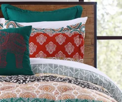 Turquoise & Red Bohemian Pattern Block Full/Queen 7-Piece Comforter Set 14 Turquoise & Red Bohemian Pattern Block Full/Queen 7-Piece Comforter Set -Northlight Sales Store 810552898 21