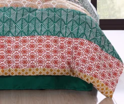 Turquoise & Red Bohemian Pattern Block Full/Queen 7-Piece Comforter Set 12 Turquoise & Red Bohemian Pattern Block Full/Queen 7-Piece Comforter Set -Northlight Sales Store 810552898 3