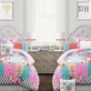 Brookdale White, Pink & Teal Pattern Patchwork Comforter Set -Northlight Sales Store 810552905