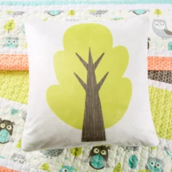 Coral & Turquoise Owl Stripe Full/Queen 5-Piece Quilt Set 12 Coral & Turquoise Owl Stripe Full/Queen 5-Piece Quilt Set -Northlight Sales Store 810552920 4