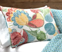 Layla Orange & Teal Floral Full/Queen 3-Piece Quilt Set -Northlight Sales Store 810552947 2