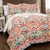 Clara Orange & Turquoise Floral Full/Queen 3-Piece Quilt Set -Northlight Sales Store 810552948