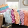 Fuchsia & Orange Bohemian Pattern Stripe Full/Queen 3-Piece Quilt Set -Northlight Sales Store 810552951