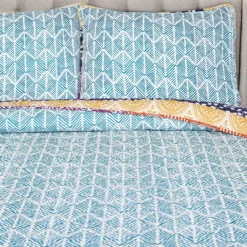 Fuchsia & Orange Bohemian Pattern Stripe Full/Queen 3-Piece Quilt Set -Northlight Sales Store 810552951 3