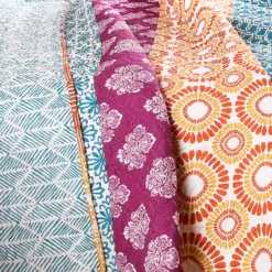 Fuchsia & Orange Bohemian Pattern Stripe Full/Queen 3-Piece Quilt Set -Northlight Sales Store 810552951 4