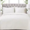 Ava White Diamond-Quilted Full/Queen 3-Piece Quilt Set -Northlight Sales Store 810552952