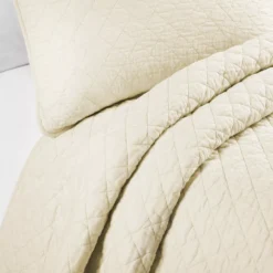 Ava Ivory Diamond-Quilted Full/Queen 3-Piece Quilt Set -Northlight Sales Store 810552954 2