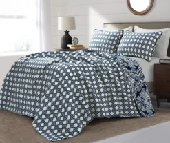 Aubree Navy & White Full/Queen 3-Piece Quilt Set -Northlight Sales Store 810552957 2
