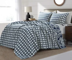 Aubree Navy & White Full/Queen 3-Piece Quilt Set -Northlight Sales Store 810552957 21