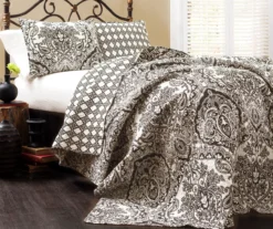 Aubree Black & White Full/Queen 3-Piece Quilt Set