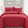 Ava Red Diamond-Quilted Full/Queen 3-Piece Quilt Set -Northlight Sales Store 810552962