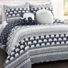 Navy & White Elephant Geometric Stripe Twin 4-Piece Quilt Set