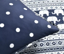 Navy & White Elephant Geometric Stripe Twin 4-Piece Quilt Set -Northlight Sales Store 810552964 4