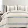 Beige & Blue Stripe Full/Queen 3-Piece Quilt Set -Northlight Sales Store 810552972