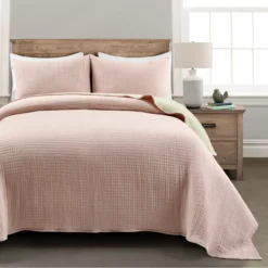 Kantha Blush Stitched-Row Full/Queen 3-Piece Quilt Coverlet Set 14 Kantha Blush Stitched-Row Full/Queen 3-Piece Quilt Coverlet Set -Northlight Sales Store 810552980 11