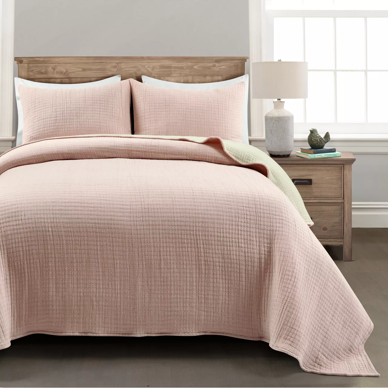 Kantha Blush Stitched-Row Full/Queen 3-Piece Quilt Coverlet Set 8 Kantha Blush Stitched-Row Full/Queen 3-Piece Quilt Coverlet Set - Image 6