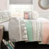 Gray & Pink Llama Pattern Block Full/Queen 5-Piece Quilt Set