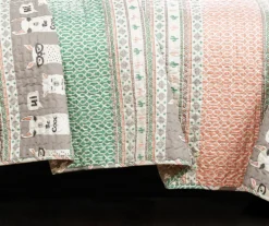 Gray & Pink Llama Pattern Block Full/Queen 5-Piece Quilt Set -Northlight Sales Store 810552996 2