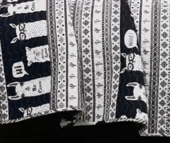 Navy & White Llama Pattern Block Full/Queen 5-Piece Quilt Set -Northlight Sales Store 810552997 21