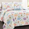 Hygge White & Pastel Elephant Full/Queen 4-Piece Quilt Set -Northlight Sales Store 810552999