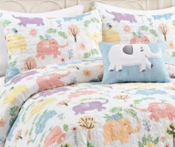 Hygge White & Pastel Elephant Full/Queen 4-Piece Quilt Set -Northlight Sales Store 810552999 21
